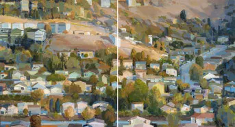 2009 Diptychon "Monteciro Heights Öl auf Leinwand 130 x 240 cm
