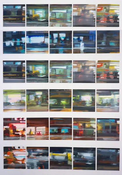 2018 Suzhou, Tempera auf Fotoprint auf Holzplatte montiert, einzeln ca. 20 x 20 cm
