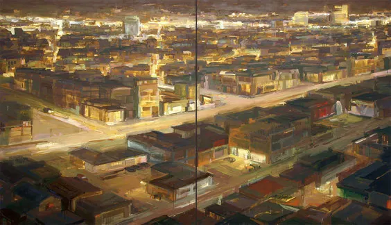 Figueroa Street 2010 Öl auf Segeltuch Diptychon 220 x 380 cm